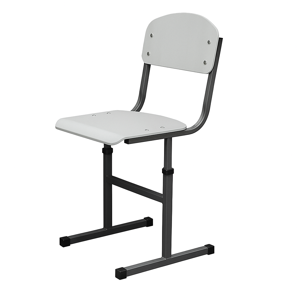 Стілець учнівський Т-подібний, з регулюванням глибини сидіння, на металевому каркасі (квадратна труба), ЛЕЛЕКА, 380х424-465х(745)775-855 мм.